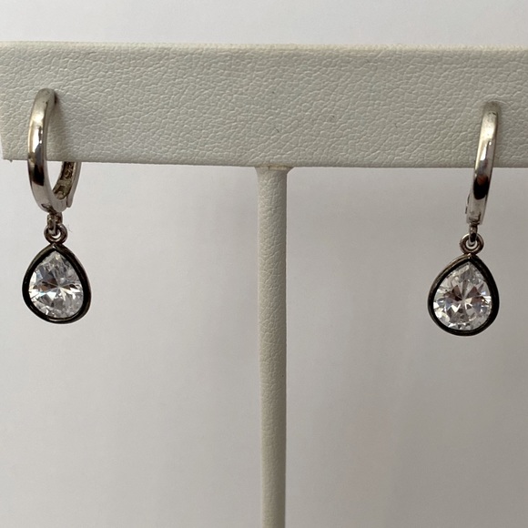 Jewelry - 925 Silver drop cubic zirconia hoops earrings